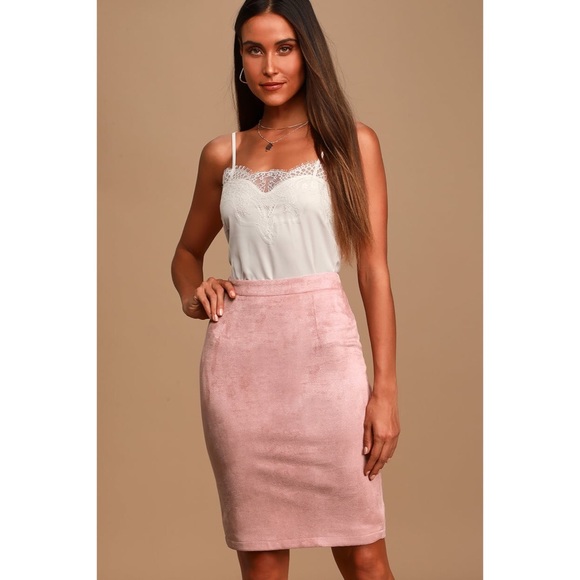 Lulus Dresses & Skirts - Lulus Superpower Blush Suede Pencil Skirt